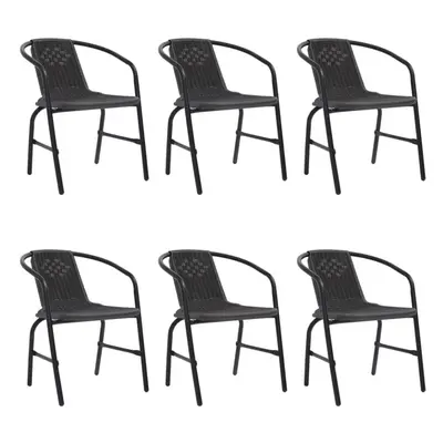 (6) vidaXL 2/4/6/8x Garden Chairs Plastic Rattan and Steel Outdoor Armchair Seat