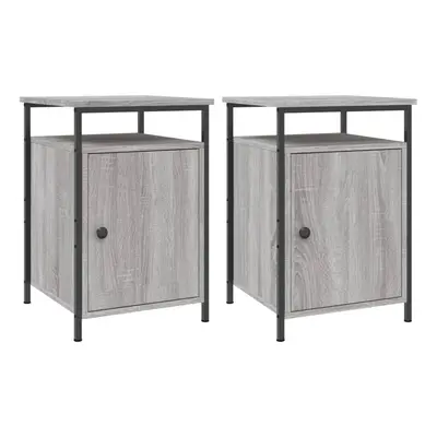 vidaXL Bedside Cabinets Side Table Bedstand pcs Grey Sonoma Engineered Wood