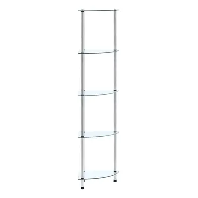 vidaXL 5-Tier Shelf Transparent Tempered Glass 30x30x130cm Bookshelf Showcase