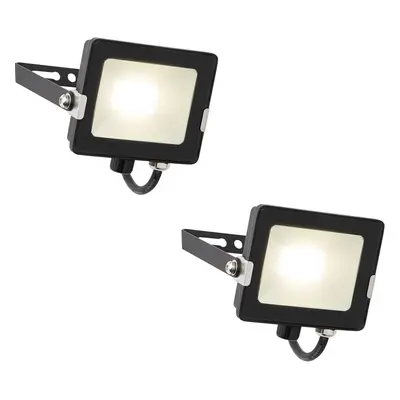 2 PACK Outdoor Waterproof LED Floodlight - 20W Cool White LED - Matt Black