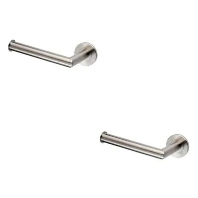 2x Mitred Bathroom Toilet Roll Holder on Rose Concealed Fix Stainless Steel