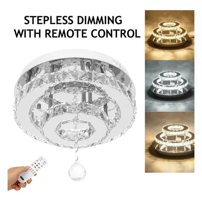 (Stepless dimming(With Remote Controller)) 24W/48W Chandelier Crystal Stepless Dimming LED Round