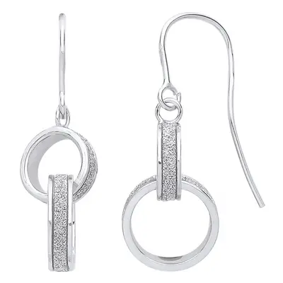 Jewelco London Ladies Sterling Silver Interlocked Rings Moondust Drop Earrings - GVE889