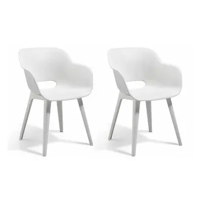 Keter 2x Outdoor Chairs Akola White Garden Dining Chair Stackable Armchair