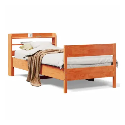 vidaXL Bed Frame with Headboard Bed Base Wax Brown 100x200 cm Solid Wood Pine