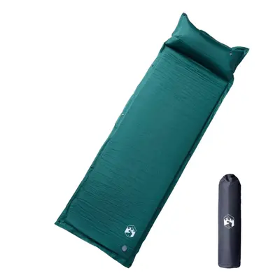 (green, x x cm) vidaXL Self Inflating Camping Mattress & Pillow 1-Person Sleeping Mat Grey