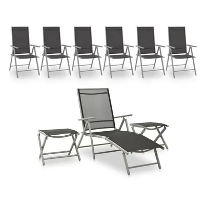 vidaXL Garden Lounge Set Piece Black and Silver Outdoor Patio Chair Seating