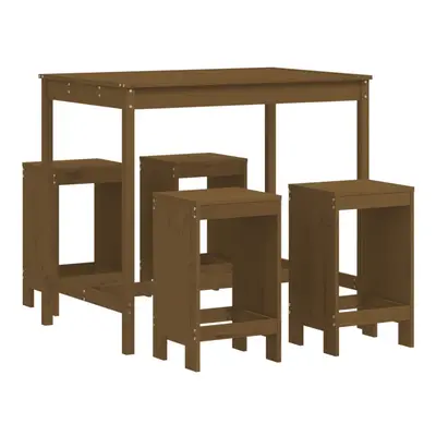 (honey brown pine) vidaXL Garden Bar Set Outdoor Bar Table Set Bar Stool Piece Solid Wood Pine