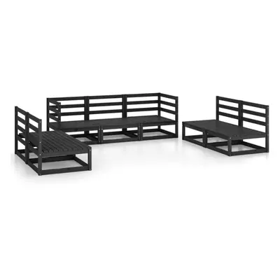 vidaXL Solid Pinewood Garden Lounge Set Piece Black Outdoor Seat Furniture