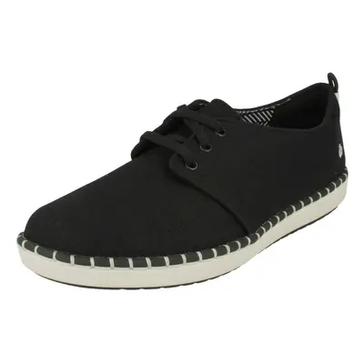 (UK 8, Black) Ladies Clarks Casual Lace Up Trainers Step Glow Lace - D Fit