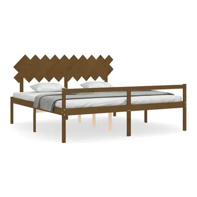 (honey brown, x cm) vidaXL Bed Frame with Headboard Home Bedstead Bed Base 160x200 cm Solid Wood