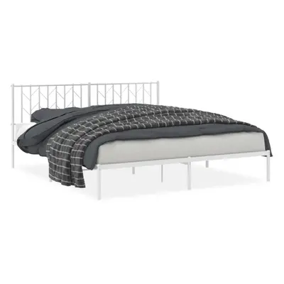 (white, x cm/ with headboard) vidaXL Metal Bed Frame with Headboard Mattress Foundation Black 80