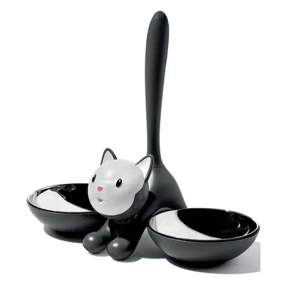 Alessi | Tigrito AMMI09 B - Design Cat Bowl, 18/10 Stainless Steel and Thermoplastic Resin, Blac