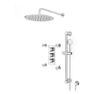 Nes Home Round Way Concealed Thermostatic Shower Mixer Valve,Head, Handset, Slider Rail kit, Bod