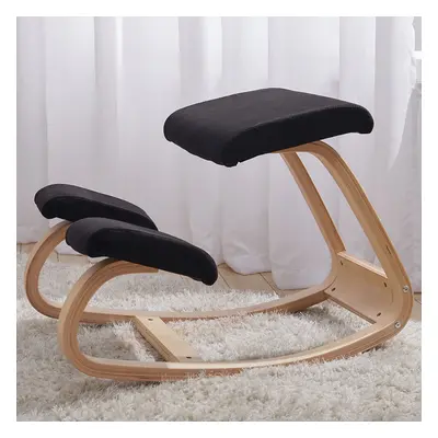 Black Wooden Kneeling Chair Ergonomic Desk Chair for Better Posture