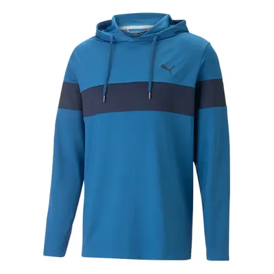 (XXL, Lake Blue/Navy Blazer) Puma Golf Mens Mattr Colour Block Moisture Wicking Performance Hood