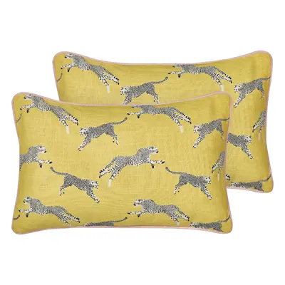 Set of Decorative Cushions ARALES Cotton x cm Yellow Animal Pattern