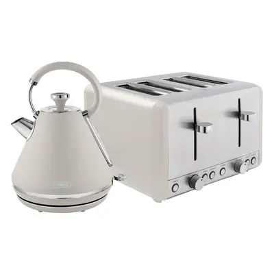 Tower Cavaletto Kitchen Set, 1.7L Rapid Boil Kettle & Slice Toaster, Latte with Chrome, T10044MS