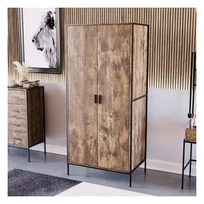 (Dark Wood) Brooklyn Door Wardrobe Industrial Furniture