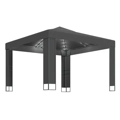 vidaXL Gazebo with Double Roof and LED String Lights 3x3 m Anthracite Pavilion