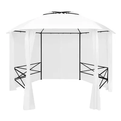 vidaXL Garden Marquee with Curtains 360x312x265 cm White g/mÂ² Patio Canopy