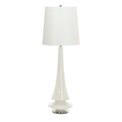 Table Lamp Polar White Glaze White Faux Silk Shade White LED E27 60W