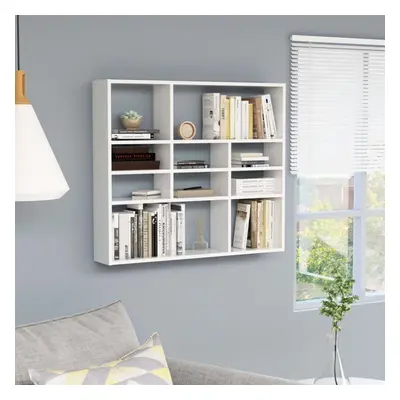 vidaXL Wall Shelf High Gloss White Chipboard Bedroom Living Room Floating Rack