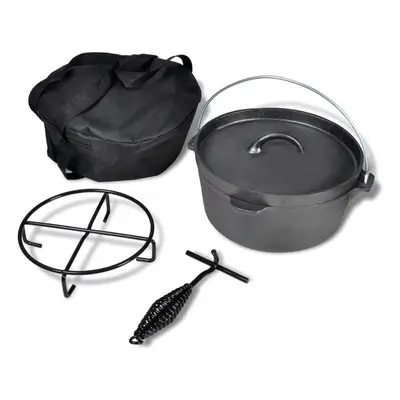 vidaXL Dutch Oven 4.2L with Lid Lifter Stand Bag Outdoor Camping Cooking Tool