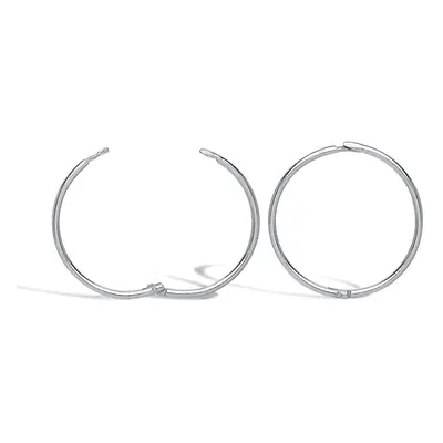 Jewelco London Solid 9ct White Gold Hinged Sleeper 1mm Hoop Earrings 16mm - JER648C