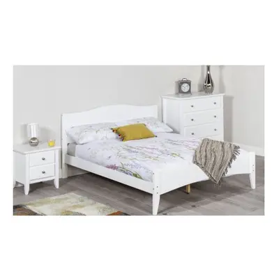 (4FT UK Small Double) White Rio Wooden, slatted, stylish, Bed Frame only