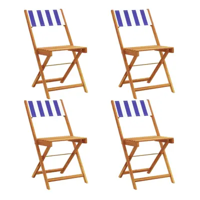 (blue and white, pcs) vidaXL Bistro Chairs Outdoor Chair Dining Chair Solid Wood Acacia and Fabr