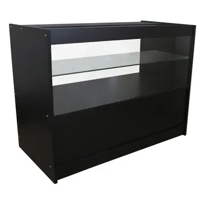 Shop Counter Black Retail Display Storage Showcase Cabinet Glass Shelves C1200