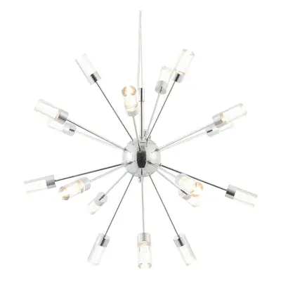 LED Ceiling Pendant Light 18W Warm White Bulb Chrome Hanging Star Feature Kit