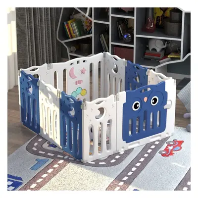 (Blue, 106*106*63cm) Baby Toddler Playpen Safety Play Activity Fence Folding Infant Play Yard