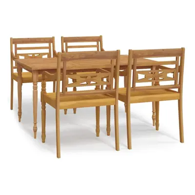 (5 piece) vidaXL Garden Dining Set Solid Wood Teak Outdoor Table and Chair 5/7 Piece