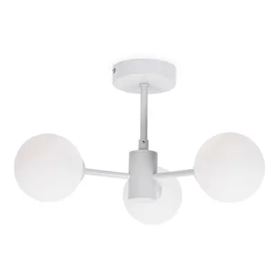 ValueLights Marlow Oyster Grey Opaque Glass Globe Arm Ceiling Light