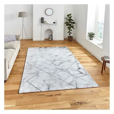 (Ivory / Silver, x Cm) Think Rugs Craft Abstract Textured Rug