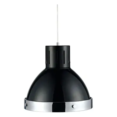 Premier Housewares Black and Chrome Bell Shaped Pendant Light