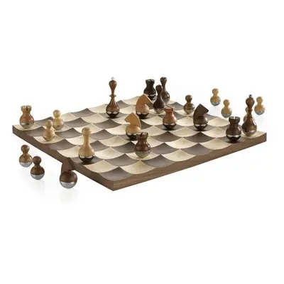 Umbra Wobble Chess Set for Kids & Adults - Walnut & Maple