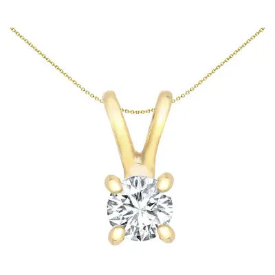 Jewelco London Solid 9ct Yellow Gold Claw Set Round H I1 0.2ct Diamond V-bale Solitaire Pendant 