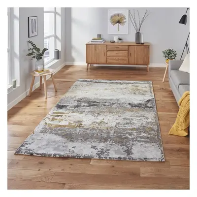 (120x170cm) Craft Abstract Rugs Grey Ochre Dense Soft Mats