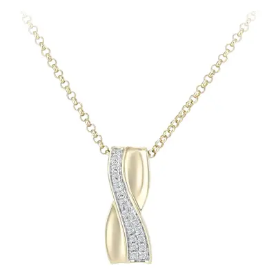 Jewelco London 18ct Yellow Gold Round 5pts Diamond Kiss Pendant Necklace inch 42cm - DP1AXL624Y1