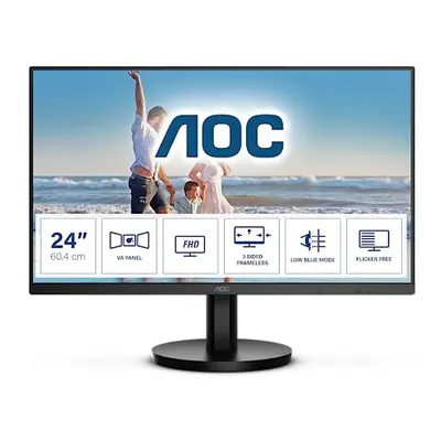 AOC 24B3HM - Inch FHD Monitor, 75Hz, VA, 4ms, FreeSync, Low Blue light, Flicker Free, Frameless 