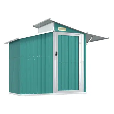 (green) vidaXL Garden Shed 270x130x208.5 cm Galvanised Steel Bin Shed Multi Colours