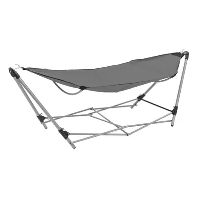 vidaXL Hammock with Foldable Stand Grey Outdoor Portable Camping Travel Bed