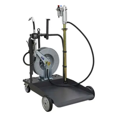 Air Operated Oil Dispensing System - 10m Retractable Hose Reel - Mobile Trolley