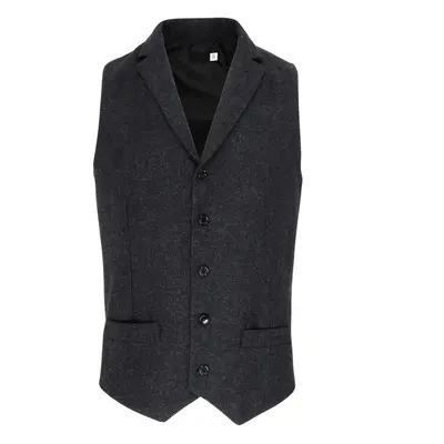 (S, Dark Grey) Premier Mens Herringbone Waistcoat