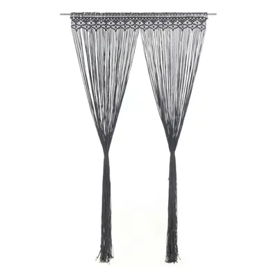 vidaXL Macrame Curtain Anthracite 140x240 cm Cotton Drape Translucent Blind