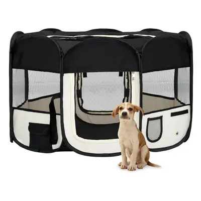 vidaXL Foldable Dog Playpen with Carrying Bag Black 125x125x61 cm Pet Run Cage