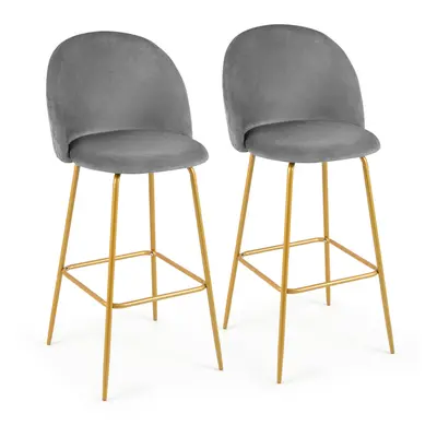 74 cm Velvet Upholstered Bar Height Stools Modern Bar Chairs Set of